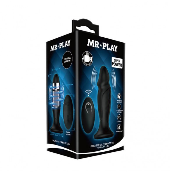 MR PLAY - Remote-Controlled Vibrating Anal Plug ll (Chargeable - Black) MR PLAY - Remote-Controlled Vibrating Anal Plug ll (Chargeable - Black)